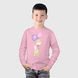 Лонгслив хлопковый детский Милый Жирафик и Крольчонок С Шариками, цвет: светло-розовый — фото 2