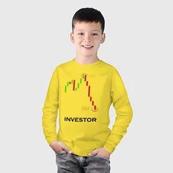 Лонгслив хлопковый детский Investor, цвет: желтый — фото 2