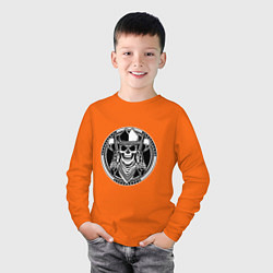 Лонгслив хлопковый детский Скелет Ковбой, цвет: оранжевый — фото 2