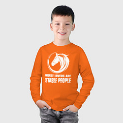 Лонгслив хлопковый детский Любители лошадей стойкие люди, цвет: оранжевый — фото 2