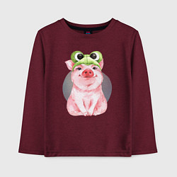 Детский лонгслив Милый поросенок в шапке-лягушке