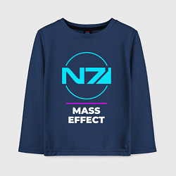 Лонгслив хлопковый детский Символ Mass Effect в неоновых цветах, цвет: тёмно-синий