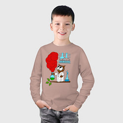 Лонгслив хлопковый детский Сова химик, цвет: пыльно-розовый — фото 2