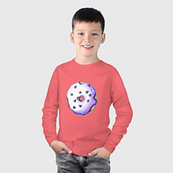 Лонгслив хлопковый детский Сиреневый пончик, цвет: коралловый — фото 2