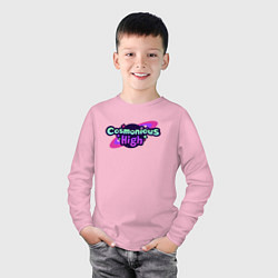 Лонгслив хлопковый детский Cosmonious High Logo, цвет: светло-розовый — фото 2