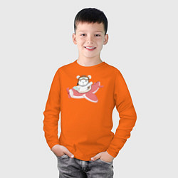 Лонгслив хлопковый детский Милый Медвежонок На Самолётике, цвет: оранжевый — фото 2
