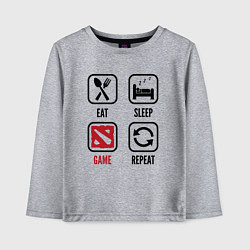Лонгслив хлопковый детский Eat Sleep Dota Repeat, цвет: меланж