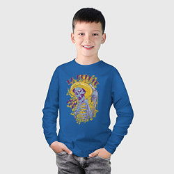 Лонгслив хлопковый детский Скелет в шляпе, цвет: синий — фото 2