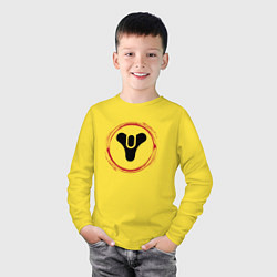 Лонгслив хлопковый детский Символ Destiny и красная краска вокруг, цвет: желтый — фото 2