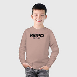 Лонгслив хлопковый детский METRO LOGO EMBLEM спина, цвет: пыльно-розовый — фото 2