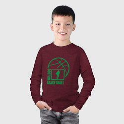 Лонгслив хлопковый детский Boston - Basketball, цвет: меланж-бордовый — фото 2