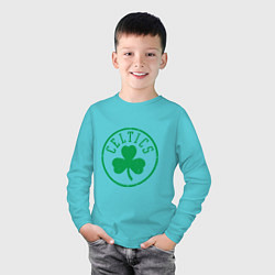 Лонгслив хлопковый детский Celtics - Селтикс, цвет: бирюзовый — фото 2