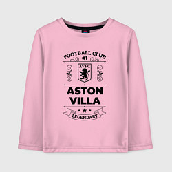 Лонгслив хлопковый детский Aston Villa: Football Club Number 1 Legendary, цвет: светло-розовый