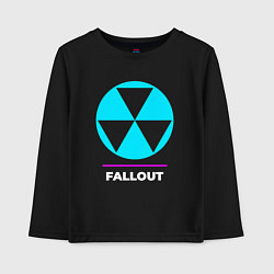 Лонгслив хлопковый детский Символ Fallout в неоновых цветах, цвет: черный