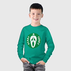Лонгслив хлопковый детский Scary Terry, цвет: зеленый — фото 2