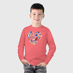 Лонгслив хлопковый детский Сердце Россия, цвет: коралловый — фото 2