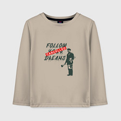 Детский лонгслив Follow your dreams зачёркнуто надписью Cancelled