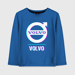 Лонгслив хлопковый детский Значок Volvo в стиле Glitch, цвет: синий