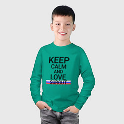 Лонгслив хлопковый детский Keep calm Surgut Сургут, цвет: зеленый — фото 2