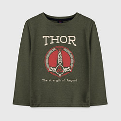 Лонгслив хлопковый детский Thor strenght of Asgard, цвет: меланж-хаки