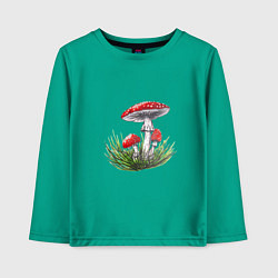 Детский лонгслив Мухоморы в траве