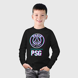 Лонгслив хлопковый детский PSG FC в стиле Glitch, цвет: черный — фото 2