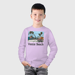 Лонгслив хлопковый детский Los Angeles Venis Beach, цвет: лаванда — фото 2