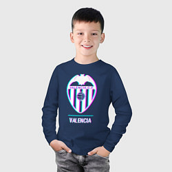 Лонгслив хлопковый детский Valencia FC в стиле Glitch, цвет: тёмно-синий — фото 2