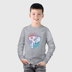Лонгслив хлопковый детский Мандала слон, цвет: меланж — фото 2