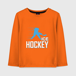 Лонгслив хлопковый детский Хоккей Силуэт спортсмена, цвет: оранжевый