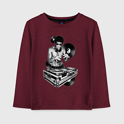 Лонгслив хлопковый детский Bruce Lee - Vinyl Dj, цвет: меланж-бордовый