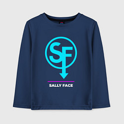 Лонгслив хлопковый детский Символ Sally Face в неоновых цветах, цвет: тёмно-синий