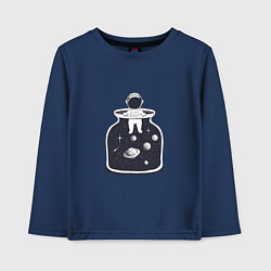 Лонгслив хлопковый детский Космонавт в банке, цвет: тёмно-синий