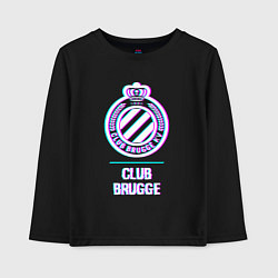 Лонгслив хлопковый детский Club Brugge FC в стиле Glitch, цвет: черный