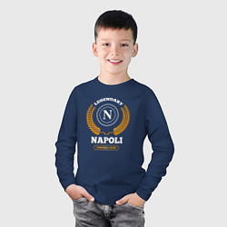 Лонгслив хлопковый детский Лого Napoli и надпись Legendary Football Club, цвет: тёмно-синий — фото 2