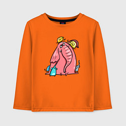 Лонгслив хлопковый детский Розовая слоника со слонятами, цвет: оранжевый
