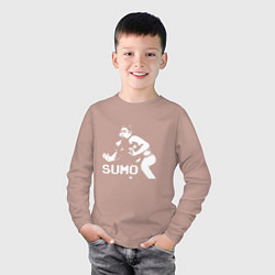 Лонгслив хлопковый детский Sumo pixel art, цвет: пыльно-розовый — фото 2