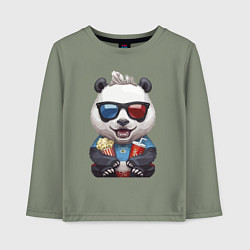 Детский лонгслив Прикольный панда с попкорном и колой