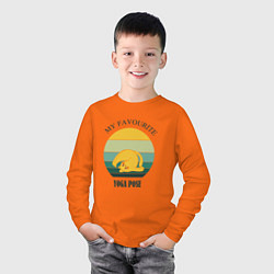 Лонгслив хлопковый детский Поза для йоги, цвет: оранжевый — фото 2
