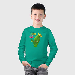 Лонгслив хлопковый детский Кактус дарит тебе цветочек, цвет: зеленый — фото 2