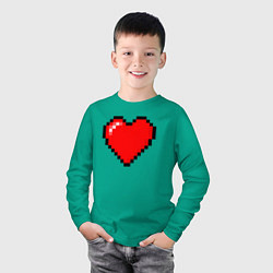 Лонгслив хлопковый детский Пиксельное сердце-здоровье - Красный, цвет: зеленый — фото 2