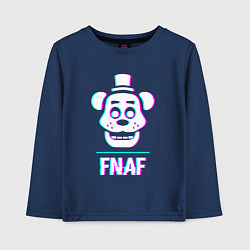 Лонгслив хлопковый детский FNAF в стиле glitch и баги графики, цвет: тёмно-синий