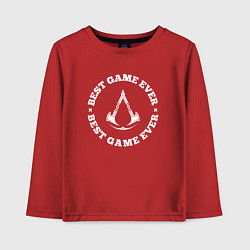 Лонгслив хлопковый детский Символ Assassins Creed и круглая надпись best game, цвет: красный