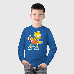 Лонгслив хлопковый детский Барт Симпсон с баплончиком для граффити, цвет: синий — фото 2