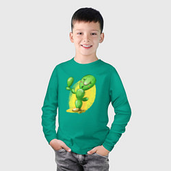 Лонгслив хлопковый детский Забавный кактус, цвет: зеленый — фото 2