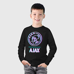 Лонгслив хлопковый детский Ajax FC в стиле glitch, цвет: черный — фото 2