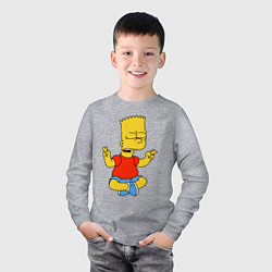 Лонгслив хлопковый детский Барт Симпсон - сидит со скрещенными пальцами, цвет: меланж — фото 2