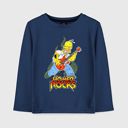 Лонгслив хлопковый детский Гомер - рок гитарист, цвет: тёмно-синий