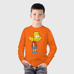 Лонгслив хлопковый детский Барт Симпсон - единорог, цвет: оранжевый — фото 2