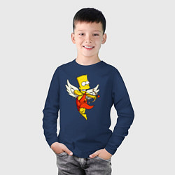 Лонгслив хлопковый детский Барт Симпсон - купидон, цвет: тёмно-синий — фото 2